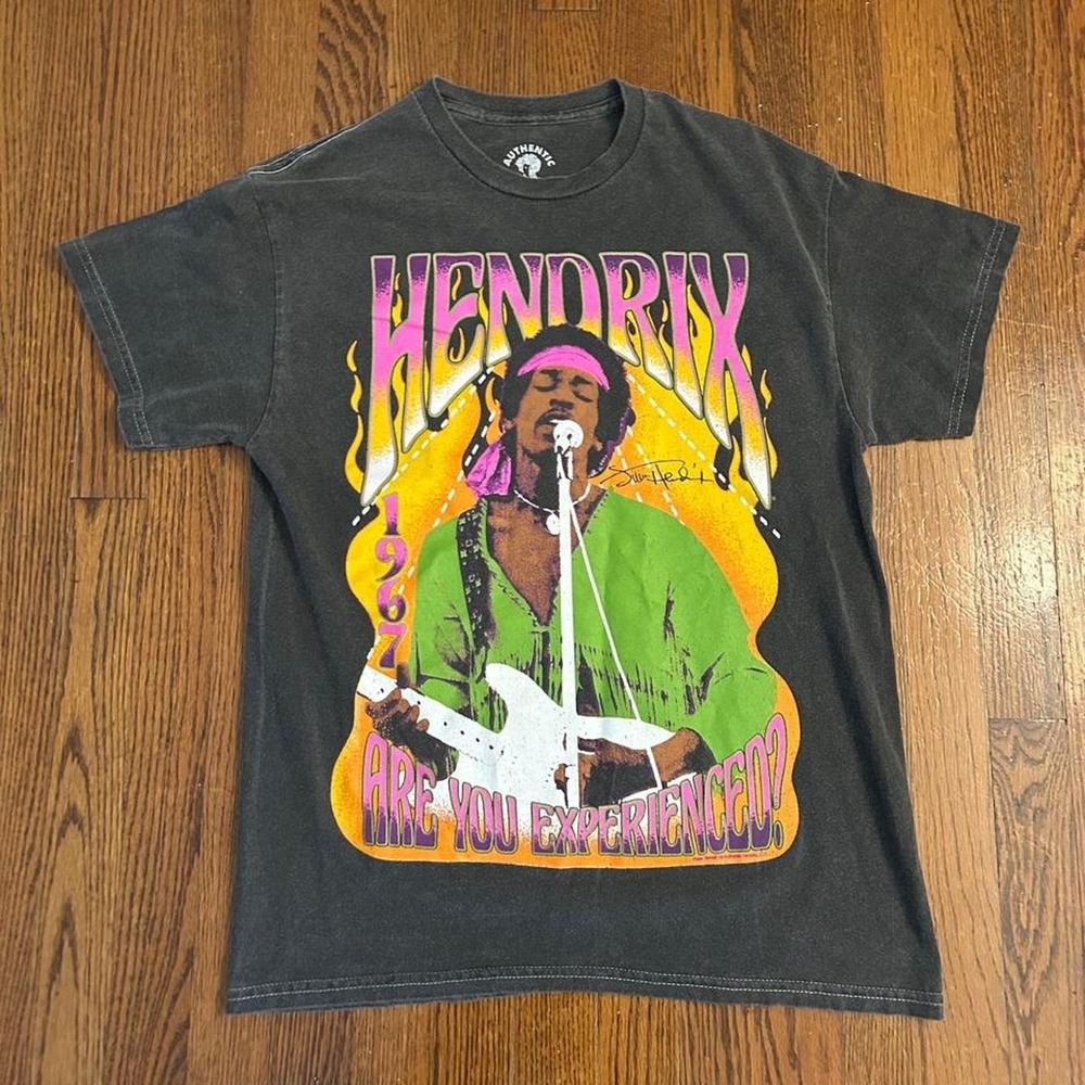 Jimi Hendrix Are You Experienced Retro Graphic T-Shirt Black Mens Size M